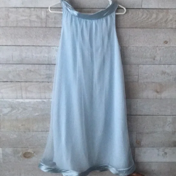 Pastel blue sheer flowy satin edged nightie - Picture 2 of 8